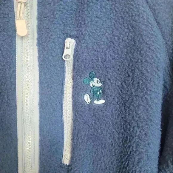 Disney Parks Unisex Adult Blue Poly Fleece w Mickey Embroidery Zip Front Jacket - Picture 4 of 12